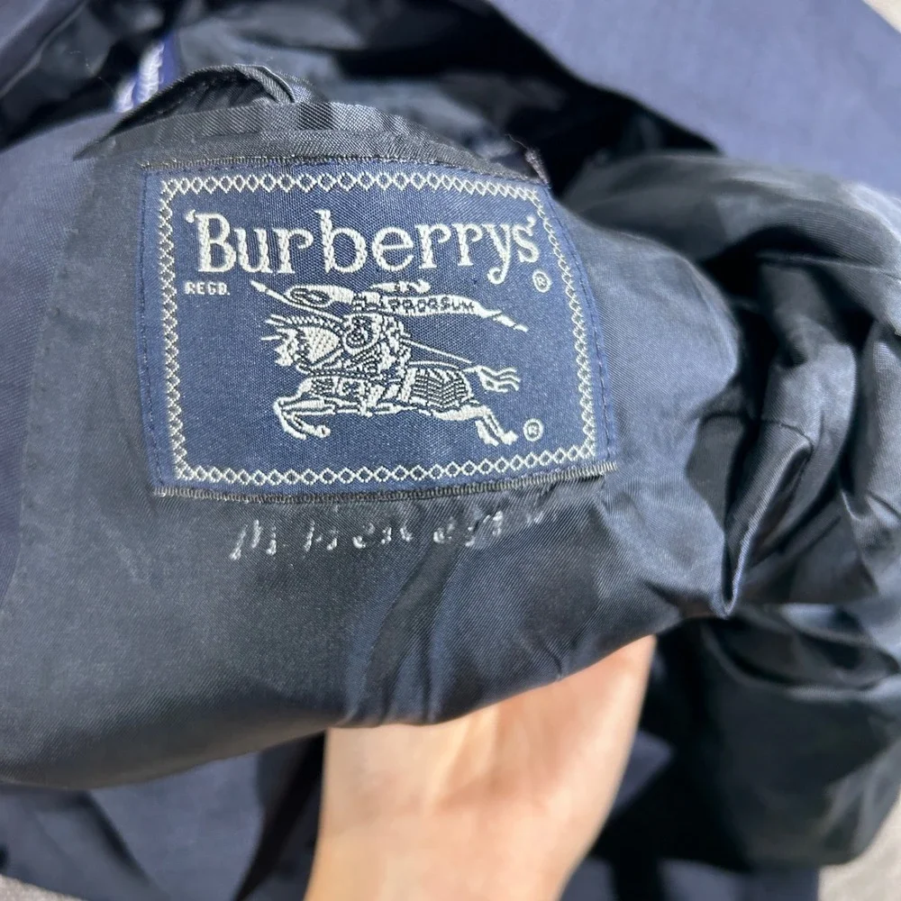Burberrys Blazer Mens Navy Blue Good Super 100s Wool Vintage Sport Coat